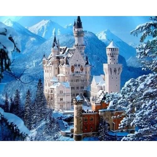 Diamond Embroidery winter Castle Scenery Diamond Mosaic Snow Tree 5d Diy Diamond Painting Home Decoration Handicrafts