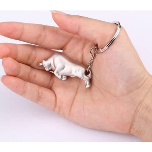 Solid bull keychain key ring 3D animal key chain key holder high quality portachiavi chaveiro llaveros hombre bag charm