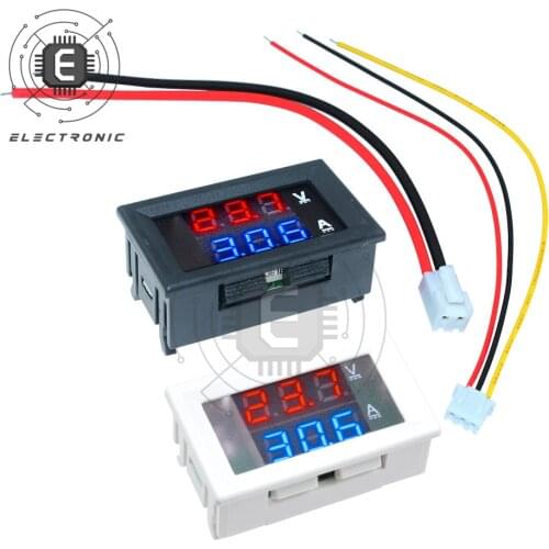 Mini Digital Voltmeter Ammeter DC 0 -100V 10A Voltage Current Meter Tester Detector Regulator 0.28" Dual LED Display Auto Car