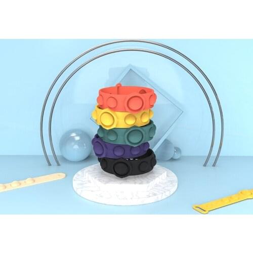Kids Decompression Bracelet Fidget Simple Dimple Toys Stress Relief Soft Silicone Adult Push Bubble Fidget Sensory Toy