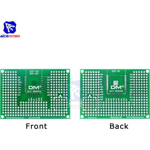 Diymore 50x70mm Double Side Prototype PCB Board Breadboard Protoshield for Arduino ESP8266 ESP-12F ESP-12E ESP32 ESP32S 5x7cm