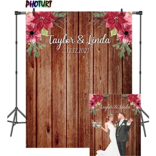 PHOTURT Red Flower Photography Backdrop Wedding Bridal Shower Background 4 Choices Board Vinyl Photo Studios Decorate Props