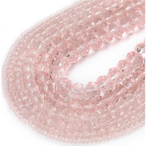 Faceted Pink Glass Crystal Rondelle Beads Loose Spacer Beads For Jewelry Making DIY Charms Bracelet 15''2/4/6/8/10/12/14mm