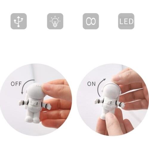D7WF Creative Spaceman Astronaut LED Flexible USB Light Night Light for Kids Toy Laptop PC Notebook