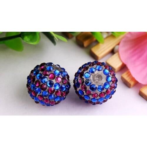 Kwoi vita Summer 20mm 100pcs/lot blue/purple color Chunky Resin Rhinestone Beads Ball for Kids Girls Jewelry Making