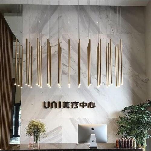 Minimalist Slender Chandelier Metal Tube Spiral Stair Chandeliers Duplex Floors Ceiling Hanging Lights Dining Room Pendant Lamp