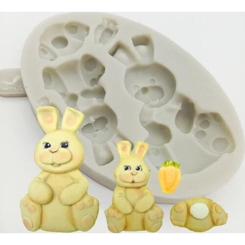 Minsunbak Cute High Quality Rabbit Biscuit Mold Carrot Small Footprint Fondant Mold Cake Decorating Tool Food Grade Silicone