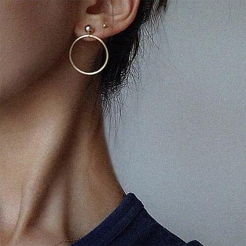Fashion Small Metal Ball Drop Earrings Jewelry Punk Style Gold Sliver Color Round Circle Dangle Earrings Best Gift for Women