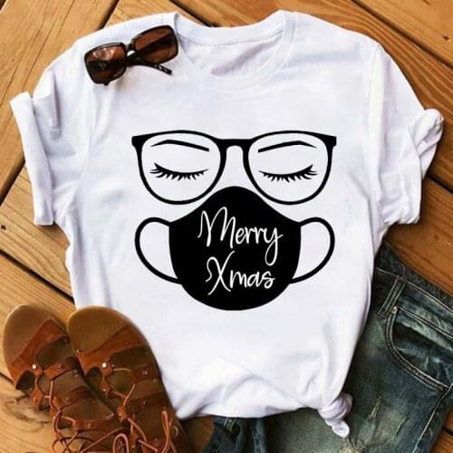 Fashion Face Mask Eyelash Print Funny Women T-shirts Casual Short Sleeves Girl Shirts Femme Kawaii Mujer Clothes Womens Clothing