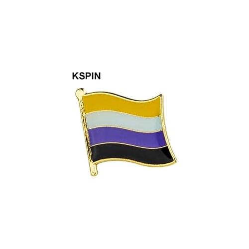 Nonbinary Pride Flag Badge Clips Button for Clothes Metal Kawaii Pins in Brooches XY0137-1