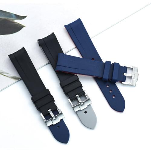 New Design Double Color Silicone Strap 20mm 22mm Curved End Waterproof Diving Rubber Men Replacement Wristband Watch Accessories