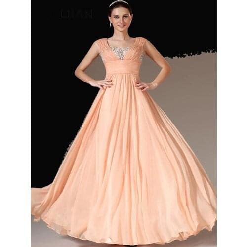 Orange Evening Dresses A-line Cap Sleeves Chiffon Lace Long Dubai Saudi Arabic Evening Gown Prom Dresses