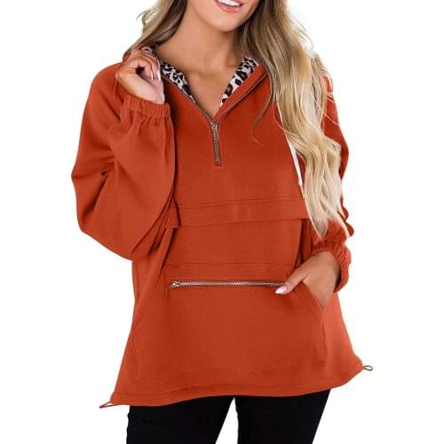 Autumn Winter Causal Hoodie Sweatshirt For Women Solid Color Zipper Hooded Pullovers Tops With BIg Pockets Sudaderas Mujer A40