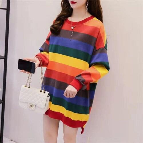Autumn long sleeve T-Shirt Women Tee Shirt Loose Striped Basic T Shirt Women Casual O-neck Hipster Tshirt Top oversize