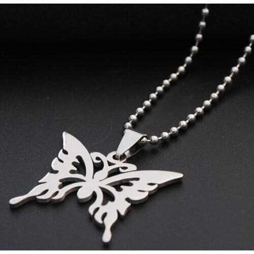 Stainless steel hollow butterfly charm necklace animal insect butterfly bee necklace butterfly effect pendant charm necklace