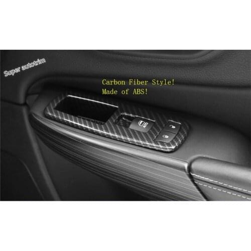 Lapetus Inner Door Armrest Window Lift Switch Button Cover Trim ABS Fit For JEEP Cherokee 2014 2015 2016 2017 Carbon Fiber Look