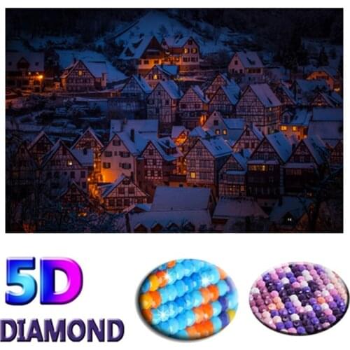 Full Drill 5D DIY Diamond Painting "Town" Scenery Cross Stitch Nightscape Resin Diamond Embroidery Needlework gift