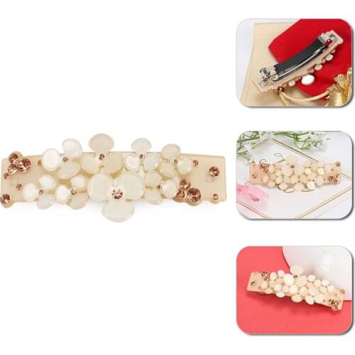 Promotion Ornament Petal Rhinestone Hair Barrette Clips Delicate Acrylic Hair Pins Fashion Women Hair Jewelry