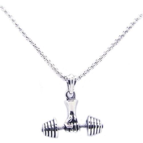 Rany&Roy Newest Cool dumbbell Pendant 316L Stainless Steel Band Party Fitness Pendant