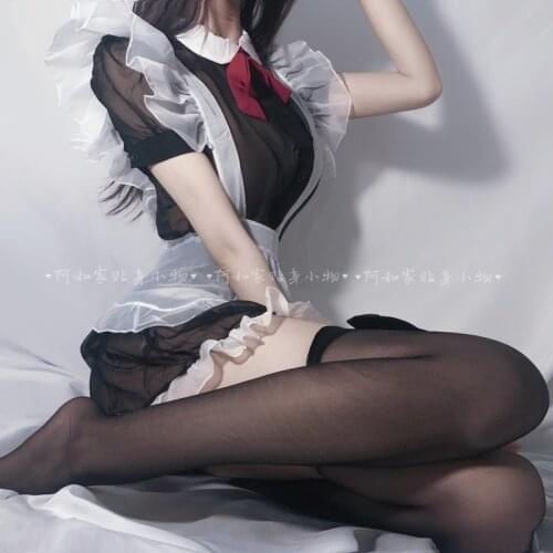 Sexy Cute Lace Nightdress Black and White Maid Dress Role Play Costume Transparent Maids Cosplay Anime Uniform Temptation Suit