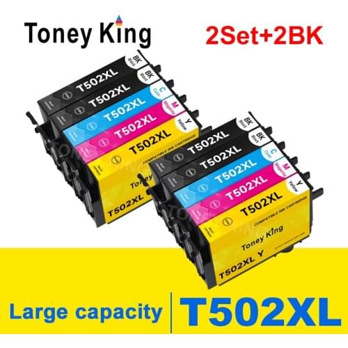 Toney king Full Ink Cartridge with Chip Compatible for Epson T502XL t502 502XL For Epson XP5100 xp5105 WF2860 WF2865 Printers