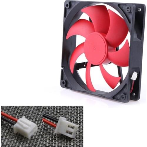 120mm PC Cooling Fan Red Blade 12V Desktop Case Fan Cooler 2 Wire 2 Pin Connector For Computer Case/ Power Supply