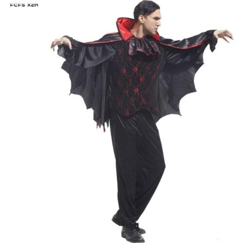 Adult Man Halloween Vampire Dracula Costumes Bat Scary Cosplay Purim Carnival parade Masquerade Nightclub Role Play Party dress