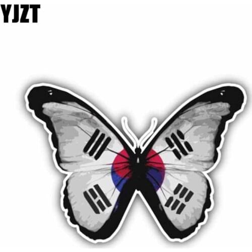 YJZT 12CM*8.5CM South Korea Butterfly Flag Car Sticker Helmet Accessories Car Window Decal 6-1357