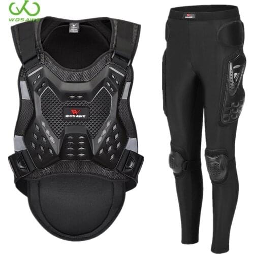 WOSAWE Sleeveless Motocross Protection Set Armor Windbreaker Pants Race Bandage Jackets MTB Motorcycle Vest Coat Protective Gear