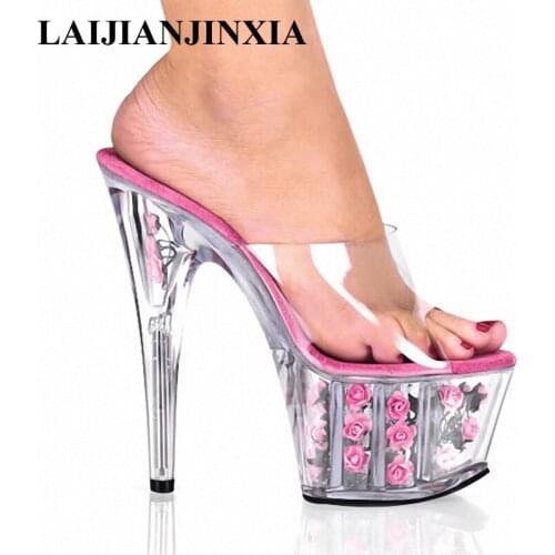 LAIJIANJINXIA 15 CM High Heels Slippers Club Night Shoes Sexy Pole Dancing Shoes Platform Womens Shoes Dance Shoes K-007