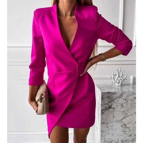 2021 Spring Autumn New Elegant Dress Women Turn-down Collar Belted Dress Office Lady New Fashion Long Sleeve Dress Solid Vestido