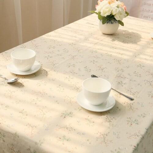 1PC Flower Linen Table Cloth Country Style Flower Print Multifunctional Rectangle Table Cover Tablecloth with Lace Mantel Mesa