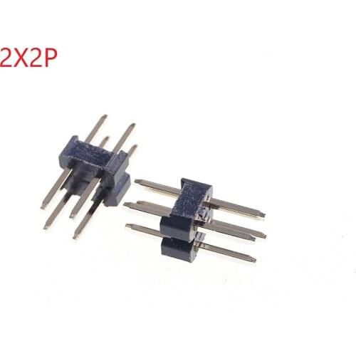 100pcs 2x2 P 4 Pin 2.0 mm Pin Header male Dual row Straight PCB 180 Through Hole Insulator height 2.00mm Rohs Lead Free