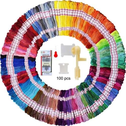 100 Pieces Plastic Floss Bobbins with Floss Winder for Embroidery Floss Organizer Cross-Stitch Thread Holder & Embroidery Floss