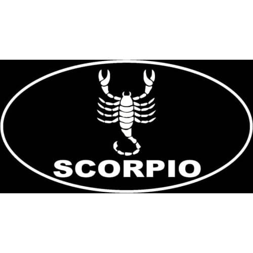 15CM*7.9CM SCORPIO Oval Car Sticker Vinyl Decals Zodiac Horoscope Black Silver C10-01464