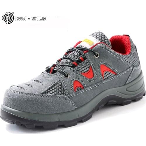 2019 Men Safety Boots Breathable Mesh Leather Steel Toe Work Shoes Mens Puncture Proof Labor Insurance Safety Work Boots