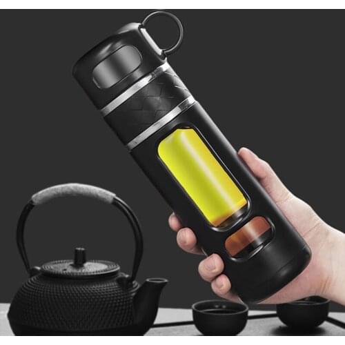 520ML Double Wall Glass Water Bottles Tea Infuser Filter Tea Separation Tumbler Tea Cup Travel Drinking Coffee Transparent Mugs