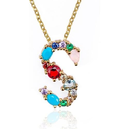 Beiver Fashion Exquisite Gold Letter Pendant & Necklaces Micro Pave Cubic Zirconia Jewelry for Mothers Day Gifts Drop Shipping