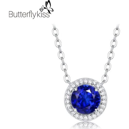 BK Sapphire Necklaces For Women 925 Sterling Silver 9*9mm Pendant Necklaces Lady Jewelry Wedding Party Engagement Gifts