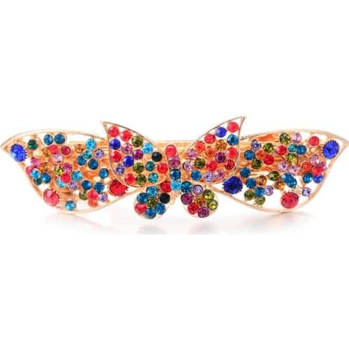 Big Butterfly Barrettes Hair Jewelry Rhinestone Crystal Flower Hairclips Ornaments Brand Gold Hairpins Wedding Hair Accessories