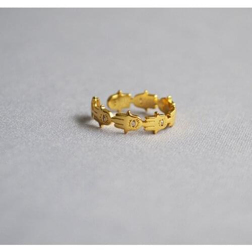 Euro-American original design brass electroplated real golden Mama hand simple open ring index ring