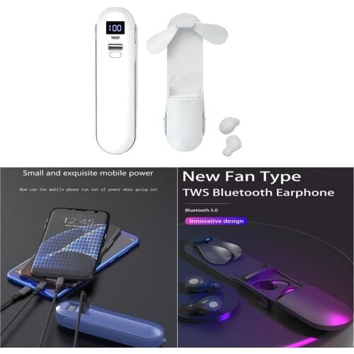 F7 Fan Design Earphones LED Power Display 2000mAh In-Ear Hifi IPX7 Sport