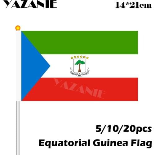 YAZANIE 14*21cm 5/10/20pcs Equatorial Guinea Hand Wave Flags World Countries Custom Handing Flag #8 Polyester Flag Drop Shipping