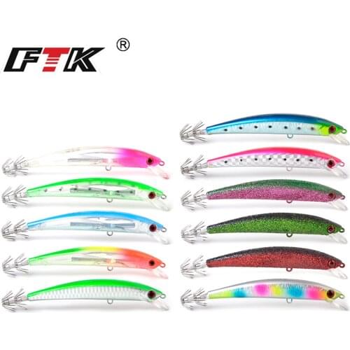 FTK 11Colors Sinking Bait Fishing Lure Minnow 23g/120mm Jigging Sepia Squid Hook Sea Bass Hard Artificial Bait