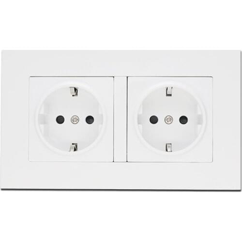 EU Standard Power Socket, Double Outlet, AC 110~250V 16A Flame Retardant PC Panel 146mm * 86mm Wall Electrical Plug Power Socket