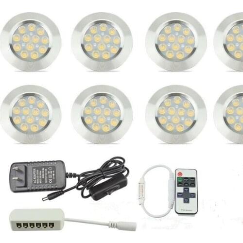 Kitchen Lighting LED Cabinet Lights Puck Aluminum Round Cupboard Shelf closet Light Fixtures 3W Wardrobe Furniture Counter Lamps