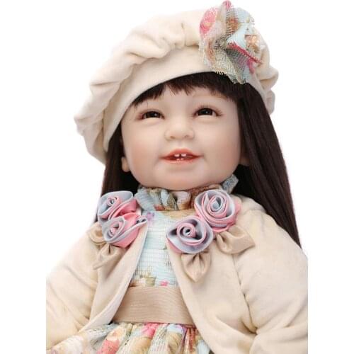 Hot sale long hair girl doll 55cm silicone reborn baby dolls girls toys for children 22inch brinquedos alive fashion kids gifts