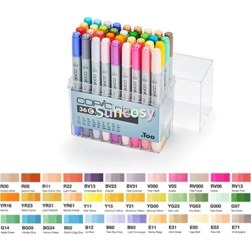 Original Japan COPIC Ciao 36 72 Color, Double Head MEDIUM BROAD and SUPER BRUSH , Alcohol Oil Marker Comic Design Art Supplies