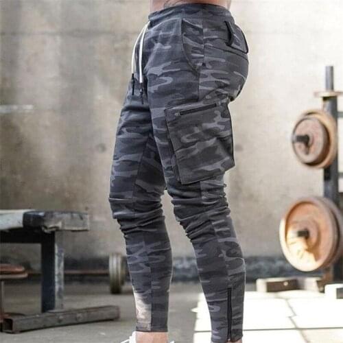 Male Fashion Skinny Track Pants Zipper design Pants Gyms Workout Fitness Jogger Pnats Sweatpants Mens Motion pants Trousers