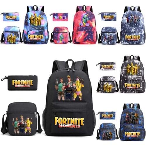 3 Pcs Set FORTNITE Backpack 3D Prints Knapsack for Teenagers Girls Boys Travel Bagpack Children School Bags